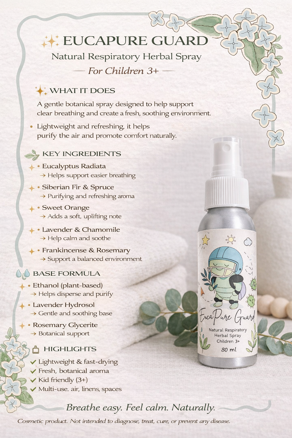 EucaPure Guard Spray Natural Eucalyptus Respiratory & Refreshing Mist